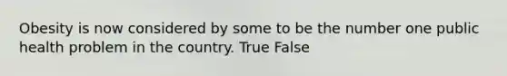 Obesity is now considered by some to be the number one public health problem in the country. True False