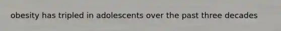 obesity has tripled in adolescents over the past three decades