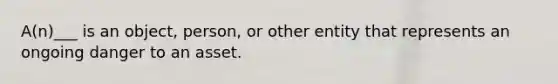 A(n)___ is an object, person, or other entity that represents an ongoing danger to an asset.