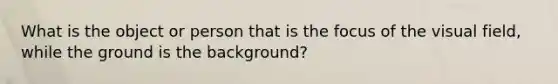 What is the object or person that is the focus of the visual field, while the ground is the background?