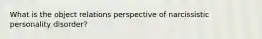 What is the object relations perspective of narcissistic personality disorder?