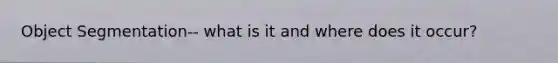 Object Segmentation-- what is it and where does it occur?
