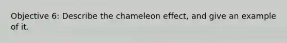 Objective 6: Describe the chameleon effect, and give an example of it.