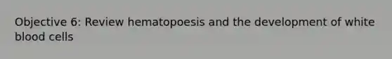 Objective 6: Review hematopoesis and the development of white blood cells