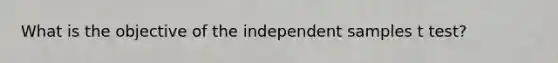 What is the objective of the independent samples t test?