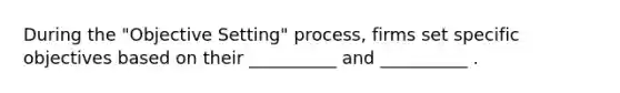 During the "Objective Setting" process, firms set specific objectives based on their __________ and __________ .