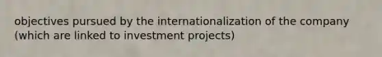 objectives pursued by the internationalization of the company (which are linked to investment projects)