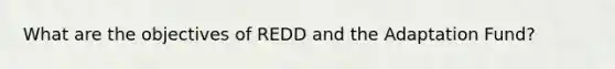 What are the objectives of REDD and the Adaptation Fund?