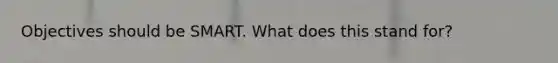 Objectives should be SMART. What does this stand for?