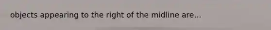 objects appearing to the right of the midline are...