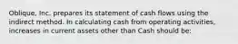 Oblique, Inc. prepares its statement of cash flows using the indirect method. In calculating cash from operating activities, increases in current assets other than Cash should be: