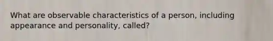 What are observable characteristics of a person, including appearance and personality, called?