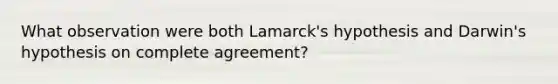 What observation were both Lamarck's hypothesis and Darwin's hypothesis on complete agreement?