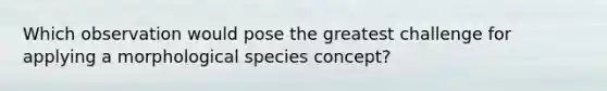 Which observation would pose the greatest challenge for applying a morphological species concept?