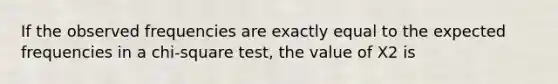 If the observed frequencies are exactly equal to the expected frequencies in a chi-square test, the value of X2 is