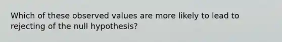 Which of these observed values are more likely to lead to rejecting of the null hypothesis?