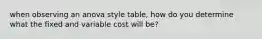 when observing an anova style table, how do you determine what the fixed and variable cost will be?