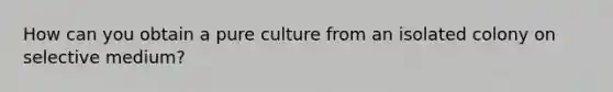 How can you obtain a pure culture from an isolated colony on selective medium?