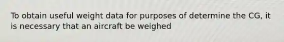 To obtain useful weight data for purposes of determine the CG, it is necessary that an aircraft be weighed