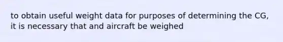 to obtain useful weight data for purposes of determining the CG, it is necessary that and aircraft be weighed