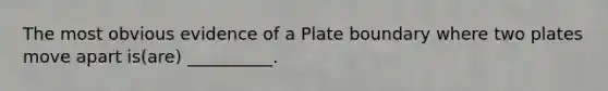 The most obvious evidence of a Plate boundary where two plates move apart is(are) __________.