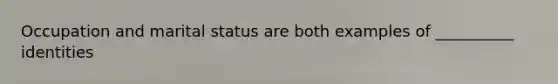 Occupation and marital status are both examples of __________ identities