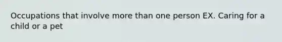 Occupations that involve more than one person EX. Caring for a child or a pet