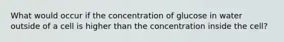 What would occur if the concentration of glucose in water outside of a cell is higher than the concentration inside the cell?