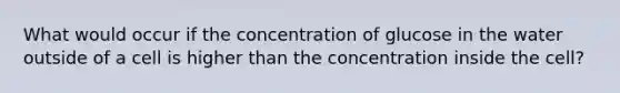 What would occur if the concentration of glucose in the water outside of a cell is higher than the concentration inside the cell?