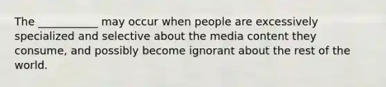 The ___________ may occur when people are excessively specialized and selective about the media content they consume, and possibly become ignorant about the rest of the world.