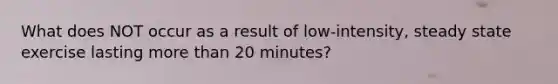 What does NOT occur as a result of low-intensity, steady state exercise lasting more than 20 minutes?