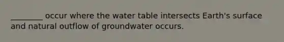 ________ occur where <a href='https://www.questionai.com/knowledge/kra6qgcwqy-the-water-table' class='anchor-knowledge'>the water table</a> intersects Earth's surface and natural outflow of groundwater occurs.