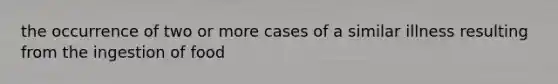 the occurrence of two or more cases of a similar illness resulting from the ingestion of food