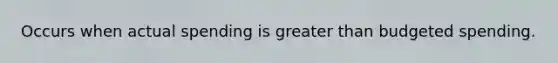 Occurs when actual spending is greater than budgeted spending.