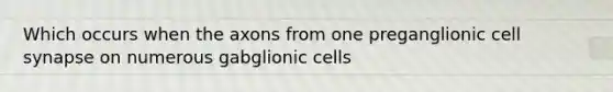 Which occurs when the axons from one preganglionic cell synapse on numerous gabglionic cells