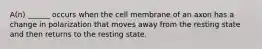 A(n) ______ occurs when the cell membrane of an axon has a change in polarization that moves away from the resting state and then returns to the resting state.