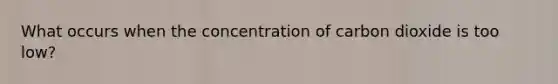 What occurs when the concentration of carbon dioxide is too low?