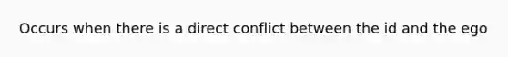 Occurs when there is a direct conflict between the id and the ego