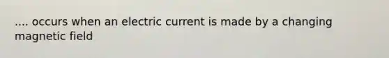 .... occurs when an electric current is made by a changing magnetic field