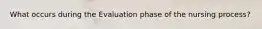 What occurs during the Evaluation phase of the nursing process?