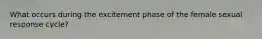 What occurs during the excitement phase of the female sexual response cycle?
