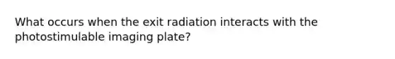 What occurs when the exit radiation interacts with the photostimulable imaging plate?