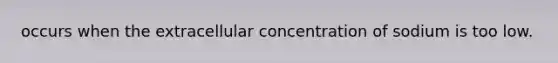 occurs when the extracellular concentration of sodium is too low.