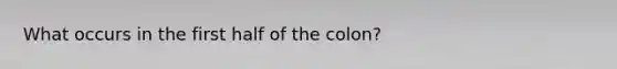 What occurs in the first half of the colon?