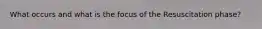 What occurs and what is the focus of the Resuscitation phase?