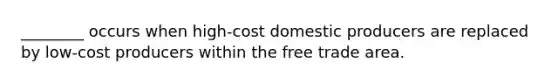 ________ occurs when high-cost domestic producers are replaced by low-cost producers within the free trade area.