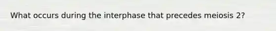 What occurs during the interphase that precedes meiosis 2?