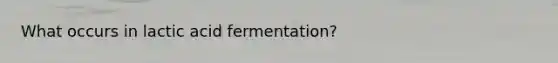 What occurs in lactic acid fermentation?