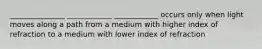 _______________ ____________ ____________ occurs only when light moves along a path from a medium with higher index of refraction to a medium with lower index of refraction