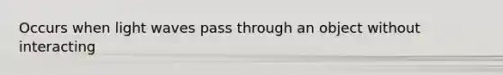 Occurs when light waves pass through an object without interacting